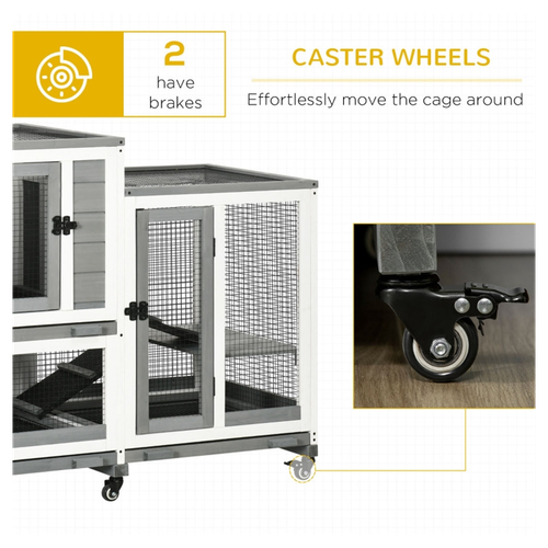 Deluxe Wooden Rabbit Hutch with Wheel Mobility – Perfect for Your Bunnies!