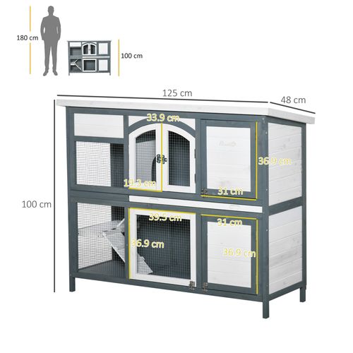 Premium Two-Tier Wooden Rabbit Hutch with Easy Access & Spacious Design