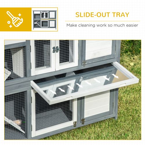 Premium Two-Tier Wooden Rabbit Hutch with Easy Access & Spacious Design